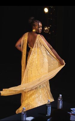 Gold Size 10 Side slit Dress on Queenly