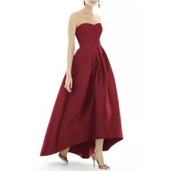 Style D699 Alfred Sung Red Size 24 Pockets 50 Off Satin A-line Dress on Queenly