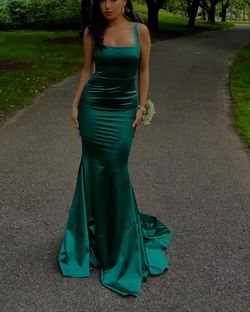 Moda Glam Green Size 2 Square Neck Prom Jersey Pageant Mermaid Dress on Queenly