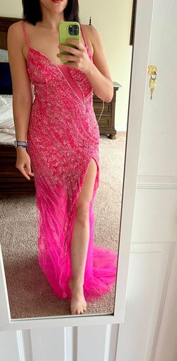 Jovani Pink Size 0 Jewelled Pageant Side slit Dress on Queenly