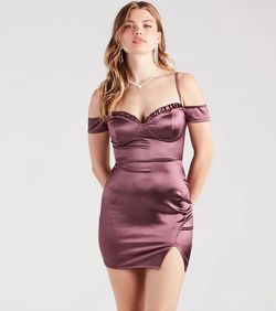 Windsor Purple Size 4 Sleeves Jersey Mini Cap Sleeve Cocktail Dress on Queenly