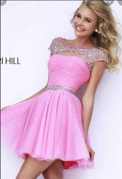 Sherri Hill Pink Size 0 Square Neck Jersey Floor Length Ball gown on Queenly