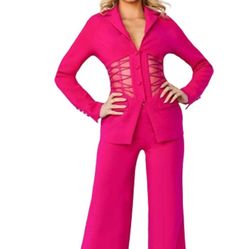 Style 07227sc Jovani Pink Size 4 Pageant Medium Height 07227sc Floor Length Jumpsuit Dress on Queenly