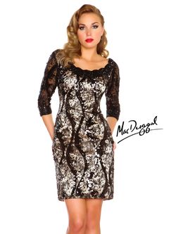 Style Mac Duggal76518R Dress Mac Duggal  Black Size 10 Lace Sleeves Prom Cocktail Dress on Queenly