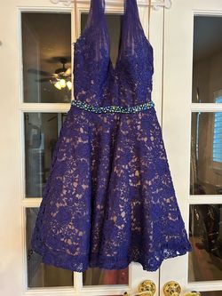 La Femme Purple Size 4 Flare Cocktail Dress on Queenly