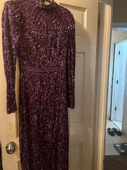 Mac Duggal Purple Size 14 Black Tie Straight Dress on Queenly