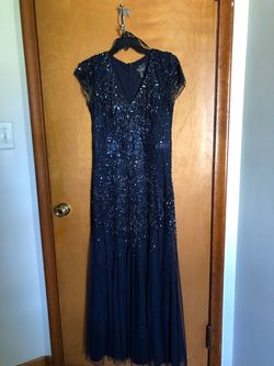 Adrianna Papell Blue Size 8 Short Height A-line Dress on Queenly