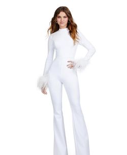 Ashley Lauren White Size 4 High Neck Interview Pageant Jumpsuit Dress on Queenly