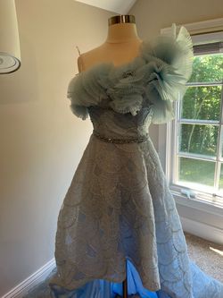 Sherri Hill Light Blue Size 0 High Low Flare Homecoming Cocktail Dress on Queenly