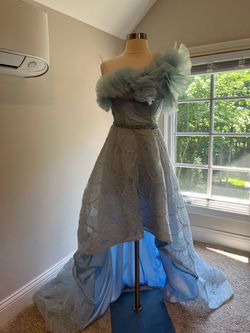 Sherri Hill Light Blue Size 0 High Low Flare Homecoming Cocktail Dress on Queenly