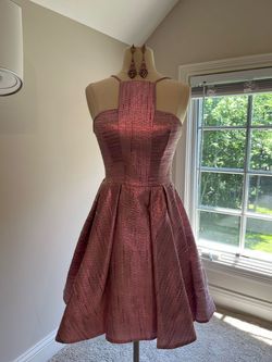 Ashley Lauren Pink Size 2 Prom Flare Halter Homecoming Cocktail Dress on Queenly