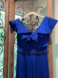 Mac Duggal Blue Size 0 Interview Flare Short Height Pageant Jumpsuit Dress on Queenly