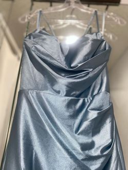 Style EKIN Gray Blue Tiffany Designs Multicolor Size 8 Prom Grey Square Side slit Dress on Queenly