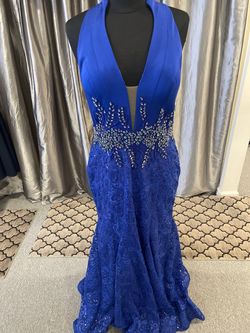 Style O432612137A Mac Duggal Blue Size 14 O432612137a 50 Off Pageant Mermaid Dress on Queenly