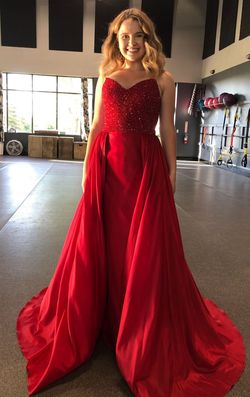 Jovani Red Size 10 Floor Length Train Dress on Queenly