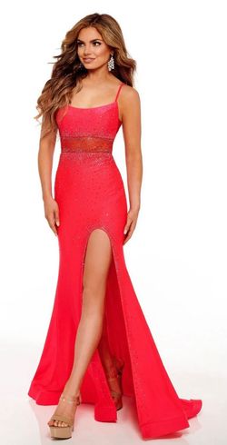 Style 70237 Rachel Allan Red Size 12 Black Tie Mermaid 70237 Side slit Dress on Queenly