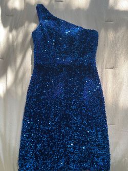 Amarra Blue Size 6 50 Off Mini One Shoulder Pageant Cocktail Dress on Queenly