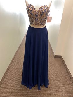 Style C2089 Blush Prom Blue Size 12 A-line Lace Two Piece Straight Dress on Queenly