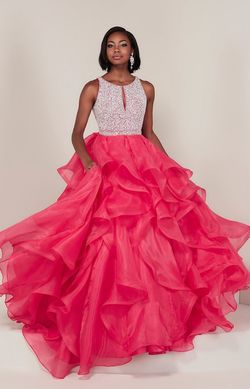 Style 16338 Tiffany Designs Pink Size 6 50 Off 16338 Floor Length Pageant Train Dress on Queenly