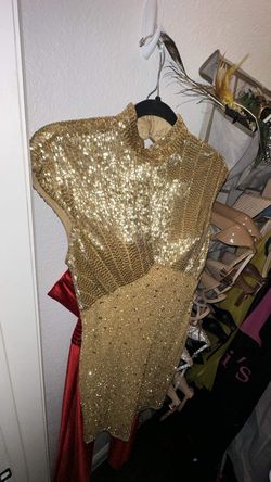 Ashley Lauren Gold Size 4 Mini High Neck Pageant Cocktail Dress on Queenly