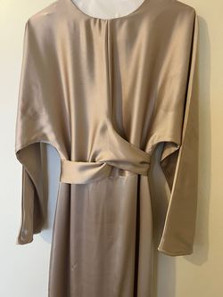 Veiled collection Gold Size 10 Wedding Guest Long Sleeve Straight Dress on Queenly