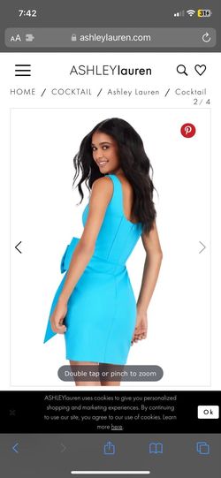 Style 4675 Ashley Lauren Blue Size 4 Prom Fitted Cocktail Dress on Queenly