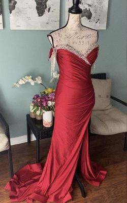 Cinderella Divine Red Size 6 Jersey Prom Mermaid Dress on Queenly