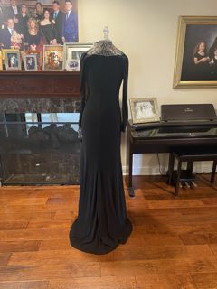 Mac Duggal Black Size 8 Military Medium Height Train Straight Dress on Queenly