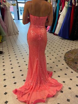 Style 28298 Ava Presley Pink Size 2 Floor Length Pageant Side slit Dress on Queenly