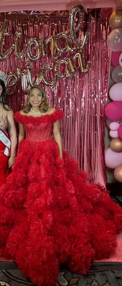 Style N/A Sherri Hill Red Size 6 Quinceanera Floor Length Ball gown on Queenly