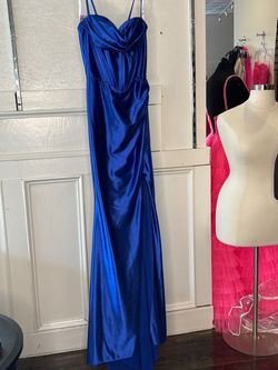 Jovani Blue Size 2 Jersey Straight Dress on Queenly