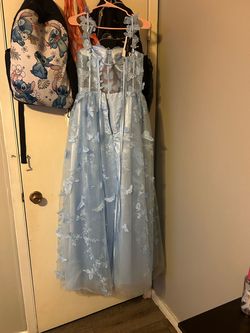 Alfred Sung Blue Size 4 Short Height Prom Square Ball gown on Queenly