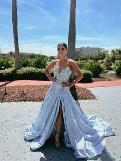Jovani Blue Size 4 Strapless Pageant Ball gown on Queenly