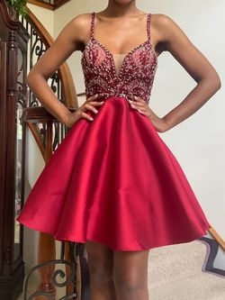 Jovani Red Size 4 Flare 50 Off Pageant Cocktail Dress on Queenly