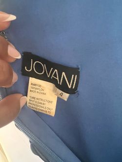 Jovani Blue Size 4 Prom Tall Height Floor Length Side slit Dress on Queenly