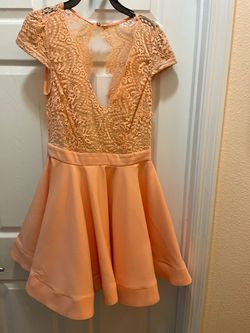 Luxxel Orange Size 4 Sleeves Lace Flare Cocktail Dress on Queenly