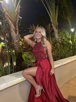 Sherri Hill Red Size 0 Prom Side slit Dress on Queenly