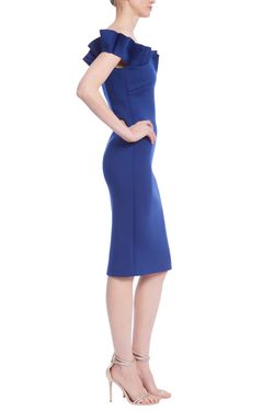 Style 1-1295164917-1498 BADGLEY MISCHKA Blue Size 4 Straight Polyester Cocktail Dress on Queenly