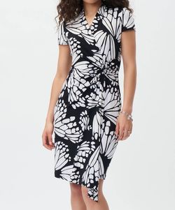 Style 1-1527544733-1901 Joseph Ribkoff Black Size 6 Pattern Free Shipping Cap Sleeve Mini Cocktail Dress on Queenly