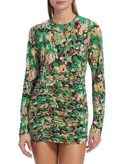 Style 1-2244553181-149 A.L.C. Green Size 12 Mini Emerald Sleeves Floral Cocktail Dress on Queenly