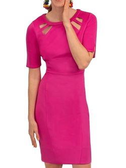 Style 1-2361592891-74 GRETCHEN SCOTT Pink Size 4 Mini Polyester Cocktail Dress on Queenly