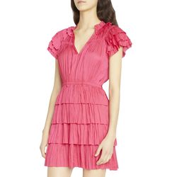 Style 1-2605087431-238 Ulla Johnson Pink Size 12 Sorority Ruffles Plus Size Cocktail Dress on Queenly