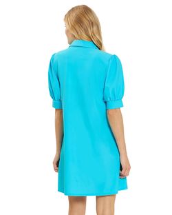 Style 1-2888416580-74 JUDE CONNALLY Blue Size 4 Mini Pockets V Neck Cocktail Dress on Queenly