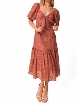 Style 1-3058931268-892 FLYING TOMATO Brown Size 8 Lace Cocktail Dress on Queenly