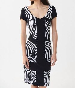 Style 1-3083559210-649 Joseph Ribkoff Black Size 2 Mini Polyester V Neck 50 Off Cocktail Dress on Queenly