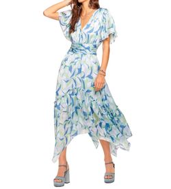 Style 1-3356444989-98 Ramy Brook Blue Size 10 V Neck Free Shipping 1-3356444989-98 Polyester Cocktail Dress on Queenly