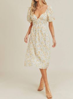 Style 1-337858769-149 LUSH Yellow Size 12 Floral Sleeves Cocktail Dress on Queenly