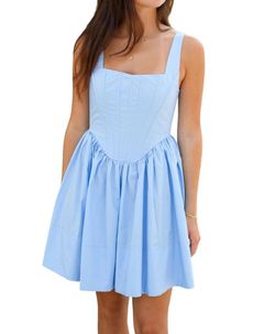 Style 1-3440484586-74 OLIVACEOUS Blue Size 4 Casual Summer 1-3440484586-74 Corset Cocktail Dress on Queenly