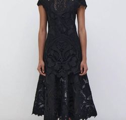 Style 1-3821337502-425 JONATHAN SIMKHAI Black Size 8 Free Shipping Cap Sleeve Cocktail Dress on Queenly