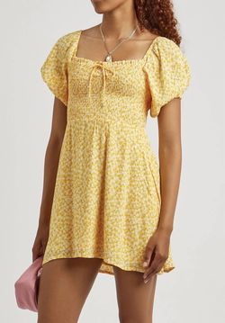 Style 1-4005078749-149 FAITHFULL THE BRAND Yellow Size 12 Mini Sorority Plus Size Cocktail Dress on Queenly